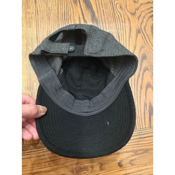 Nike Gray Black Wool Blend Embroidered Swoosh Logo Baseball Golf Hat One Size - Picture 2 of 5